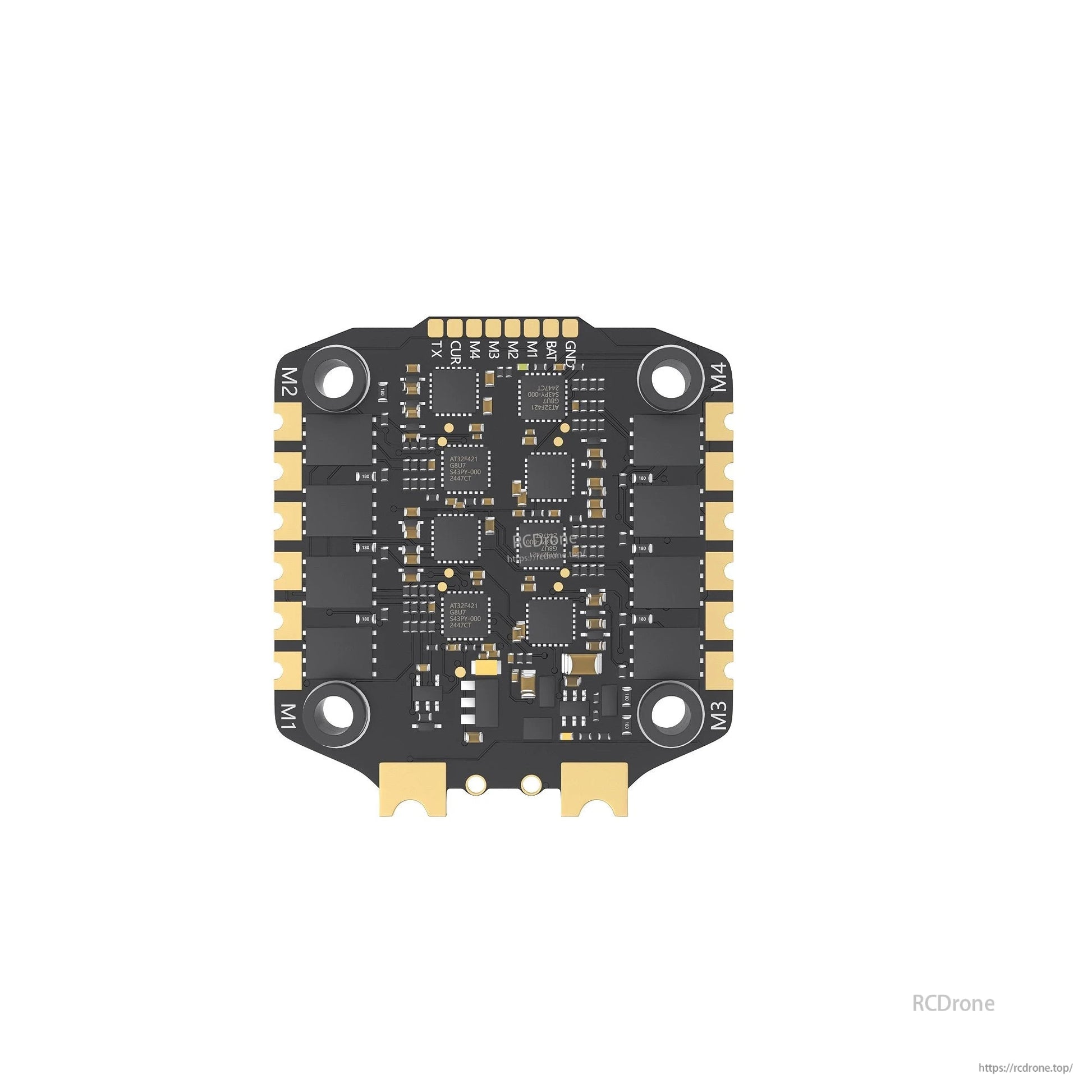 GEPRC TAKER H743 BT 32Bit 65A Stack, Compact drone circuit board with labeled ports, dual gyro, Bluetooth tuning, 512M black box, and STM32H743 processor.