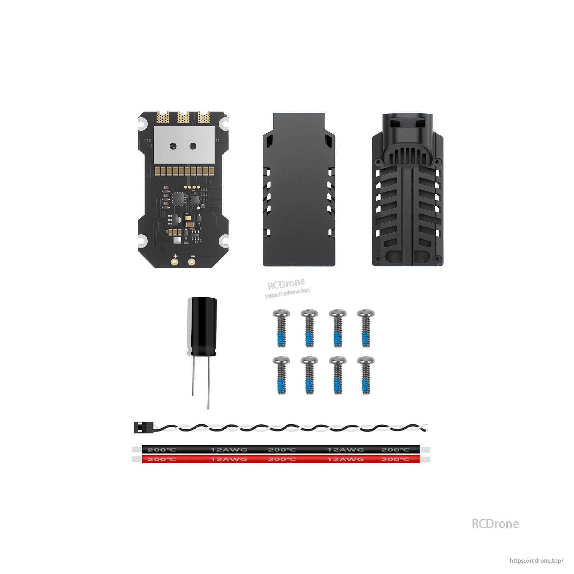 GEPRC TAKER S80 8S BLS 80A ESC, GEPRC TAKER S80 ESC supports 3-8S LiPo, DShot protocols, and includes board, casing, screws, capacitor, and high-temp 12AWG wires.