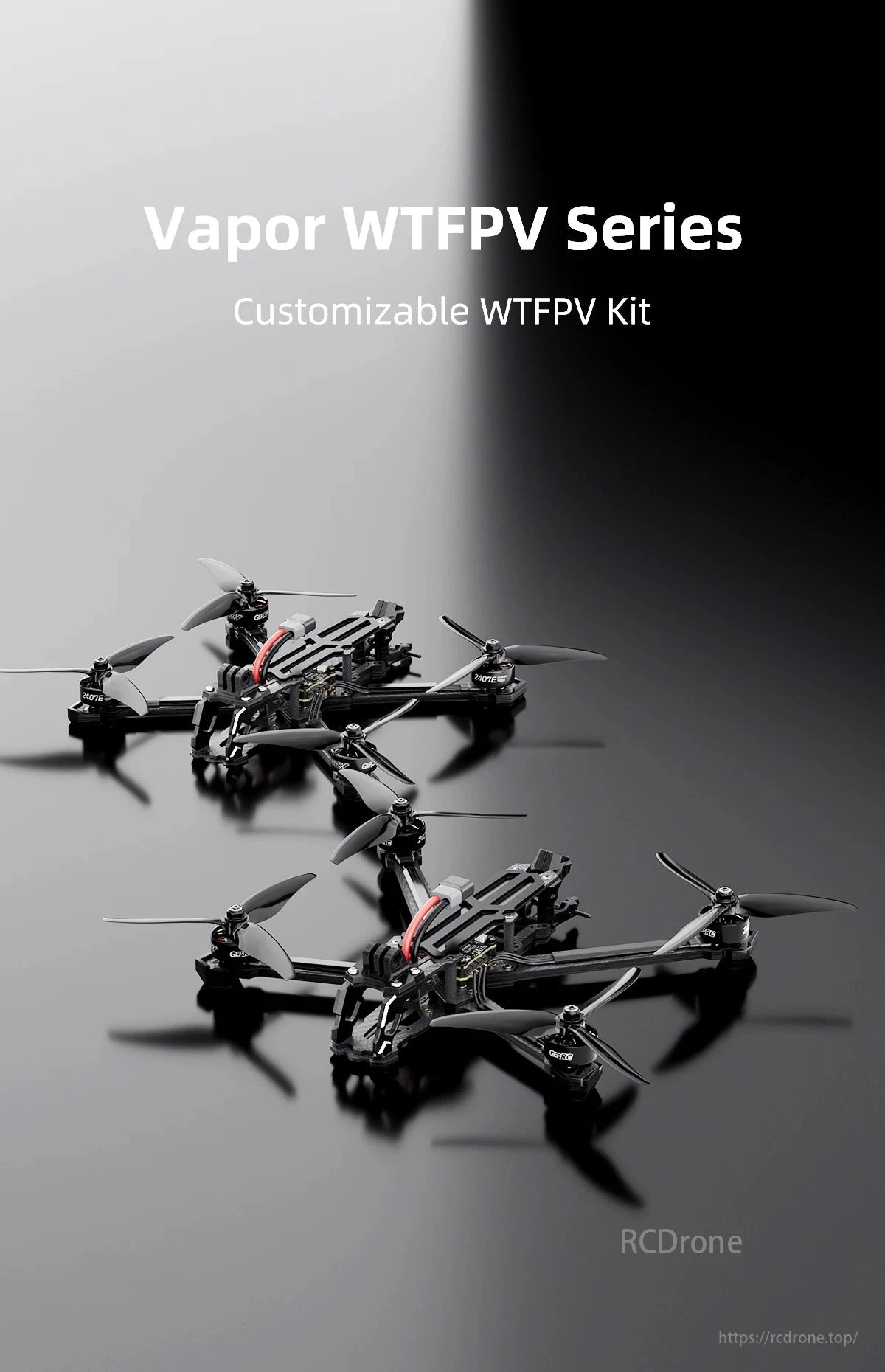 GEPRC Vapor-D5 WTFPV F722 drone features 60A M10 GPS, 238mm wheelbase, 5-inch FPV, customizable options, and advanced specifications.