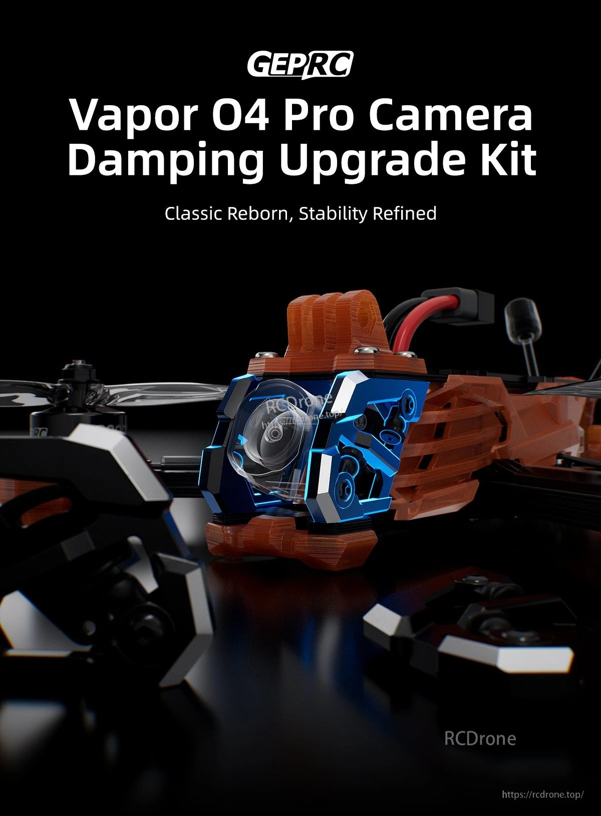 GEPRC Vapor O4 Pro Camera Damping Upgrade Kit installed on a compatible Vapor frame
