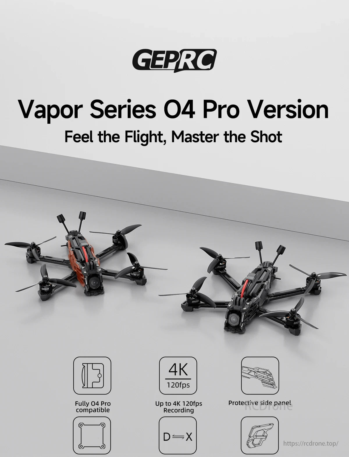 GEPRC Vapor-X5 / D5 5Inch FPV, GEPRC O4 Pro Vapor Series: 4K 120fps, fully compatible. Master aerial shots with advanced drone technology.