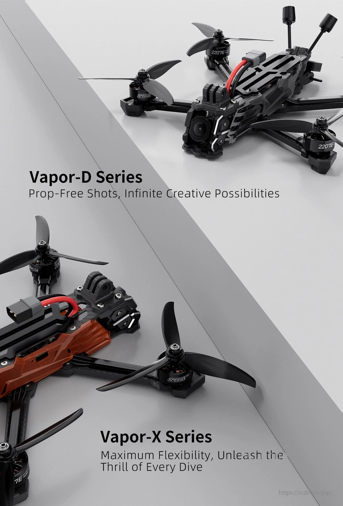 GEPRC Vapor X5 FPV Drone, Two drone series: Vapor-D for prop-free creativity, Vapor-X for flexible, thrilling dives.