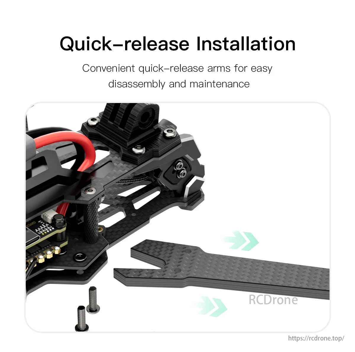 The GEPRC Vapor X6 Freestyle Drone features quick-release arms for easy disassembly and maintenance.