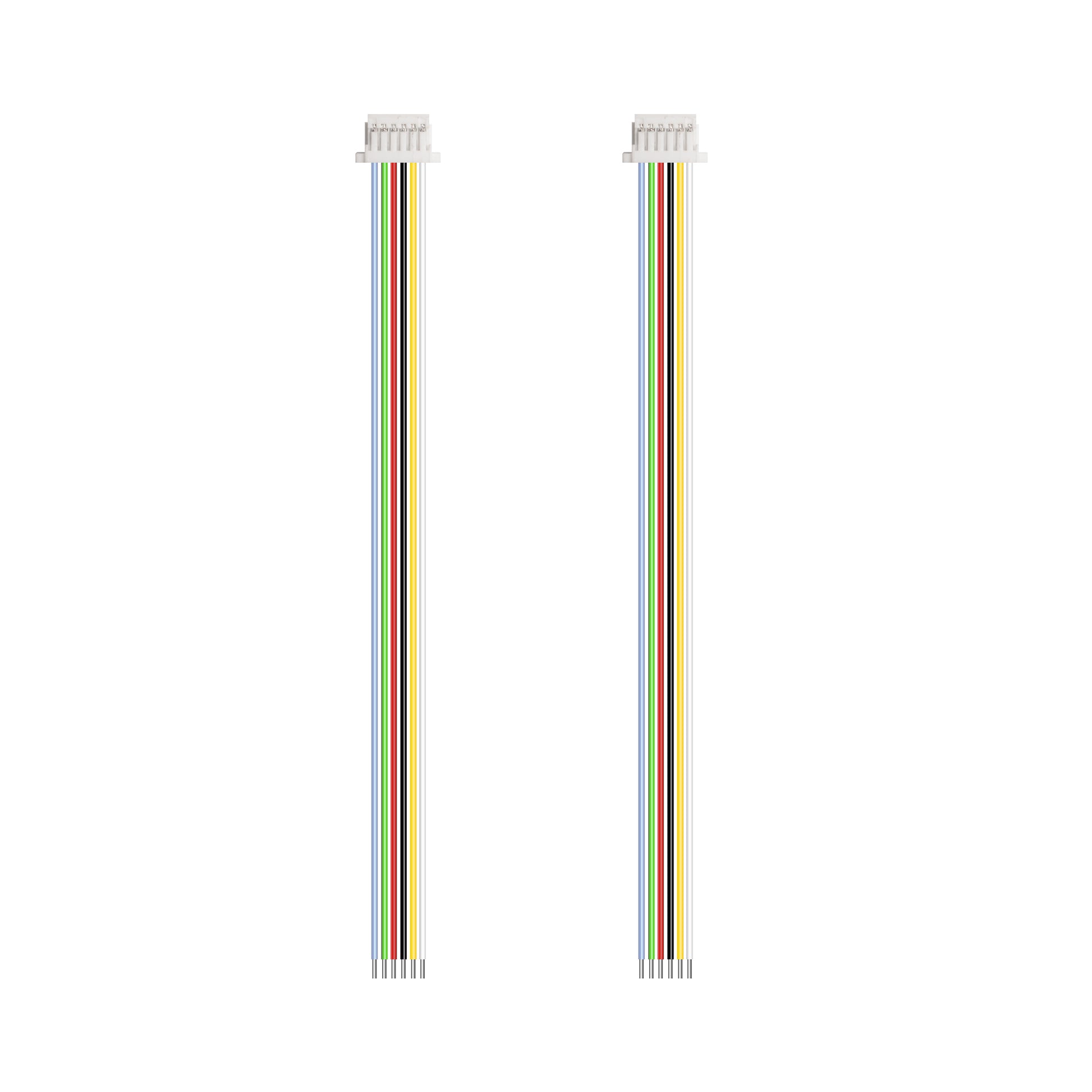 Two 6-pin JST SH 1.0 locking pigtail cables with multicolor wires, about 150mm long, for GPS compass