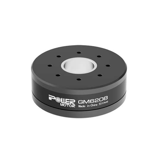 iFlight iPower GM6208-150T Brushless Gimbal Motor, iPower GM6208 brushless gimbal motor with black round housing, center bore, and multiple mounting holes
