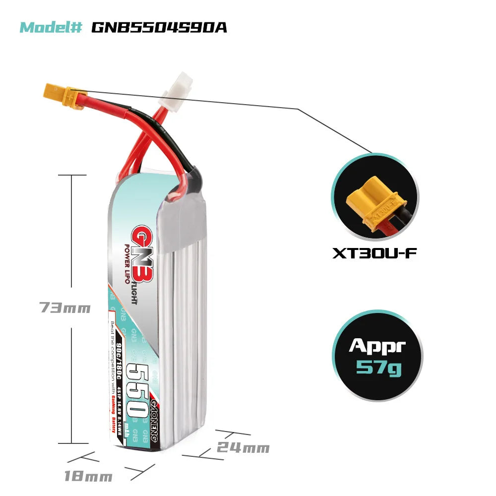 GNB 2S-11V LiPo Battery, Teranty lithium battery is suitable for helicopters and remote control toys, with specifications including CE certification and various models.