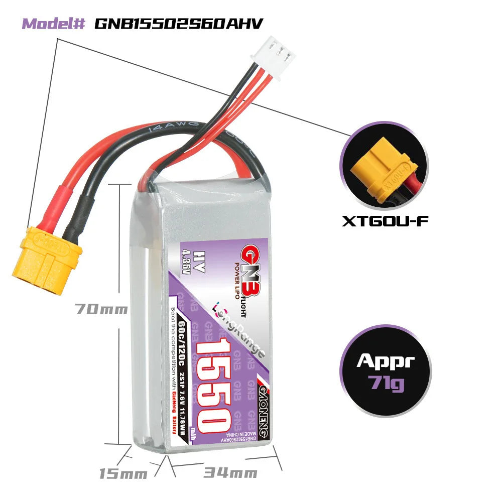 GNB 2S-4S HV LiPo, GNB 2S-4S High Voltage Lithium-Ion Battery Pack