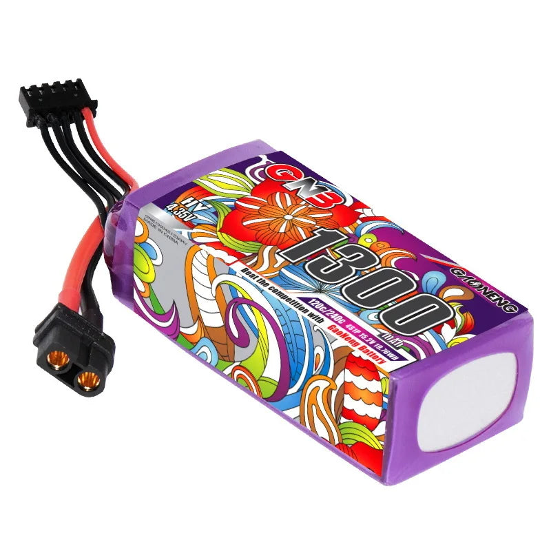2.jpg GNB 4S Lipo Drone Battery, High-voltage 15.2V battery with 1300mAh capacity and 120C/240C rates for extended run times and rapid power.