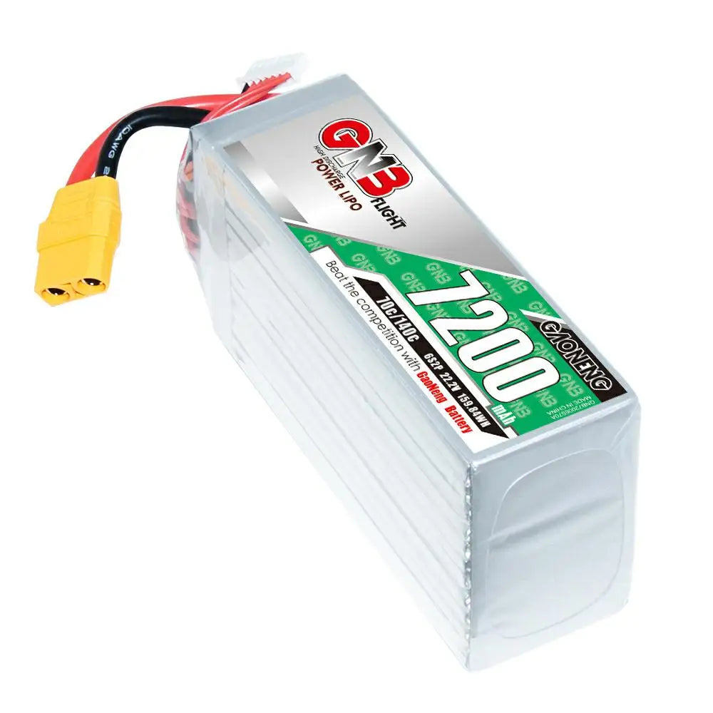 The GNB 6S 22.2V 7200mAh 70C Lipo Drone Battery is a high-performance power source for RC applications.