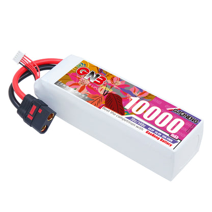 GNB 4S 10000mAh 70C LiPo battery pack with QS8 connector, angled view