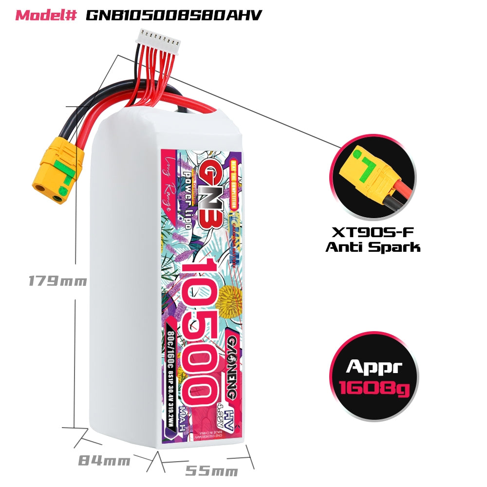 GAONENG GNB 8S1P 30.4V HV 10500mah 80C LiPo Battery XT90S
