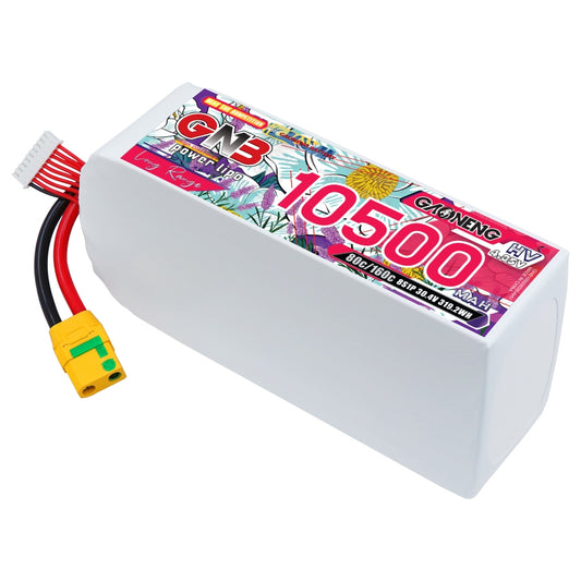 GAONENG GNB 8S 10500mAh HV LiPo battery 30.4V with XT90S anti-spark and balance lead
