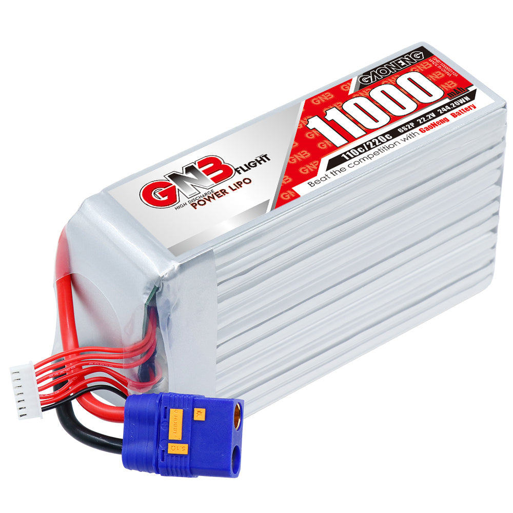 GAONENG GNB 6S 22.2V 11000mAh 110C LiPo battery with QS8 connector and balance lead