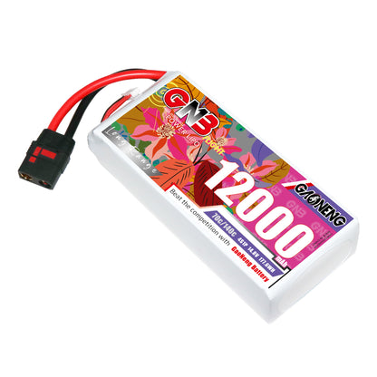 GAONENG GNB 12000mAh 4S LiPo battery pack laid flat with QS8 discharge connector visible