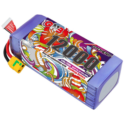 GAONENG GNB 8S 12000mAh 120C HV LiPo battery pack with XT90S-F connector, angled top view
