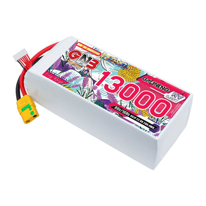 GAONENG GNB 6S HV 13000mAh LiPo battery pack, white hard case with XT90S and balance lead