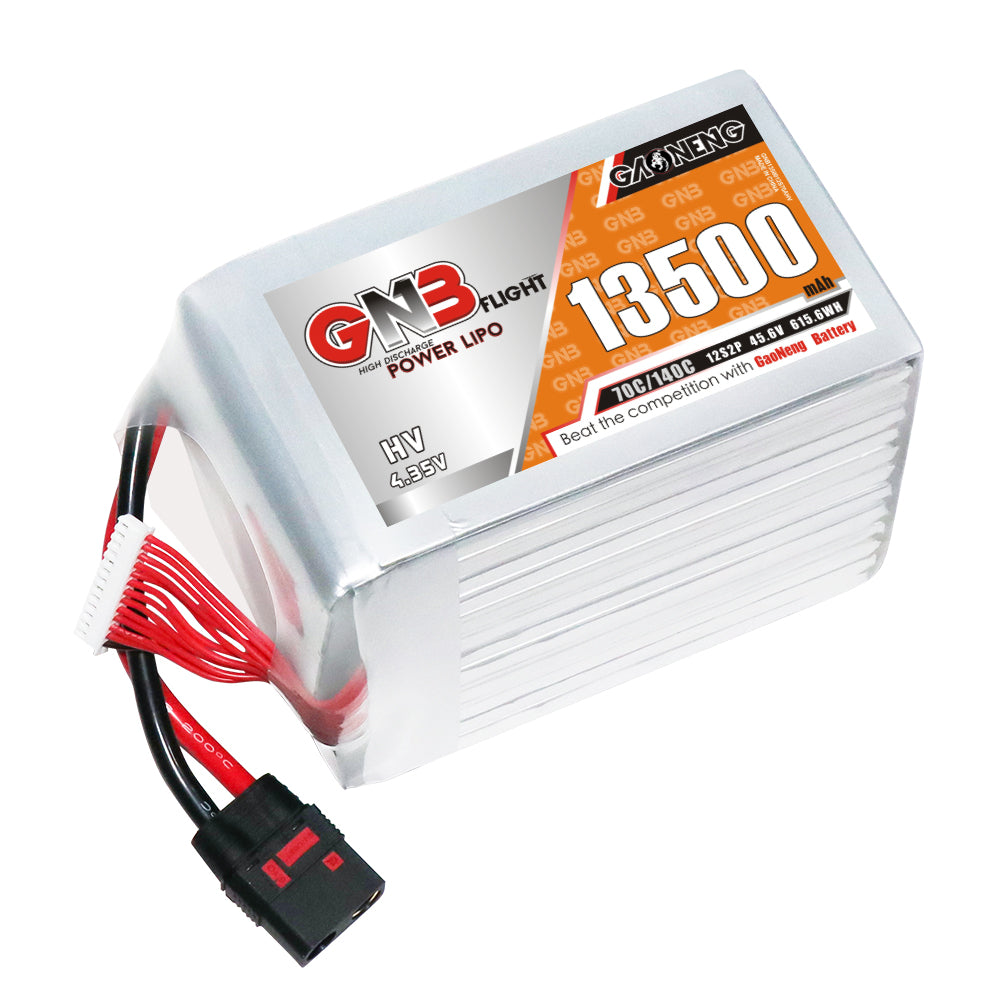 GAONENG GNB 12S2P 45.6V HV 13500mAh 70C LiPo battery with QS8 lead and balance plug
