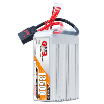 GNB 6S2P 13500mAh HV LiPo battery with QS8 plug and balance lead, silver hardcase pack