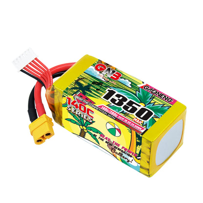 GNB 5S 18.5V 1350mAh Graphene LiPo battery with XT60 connector, angled view