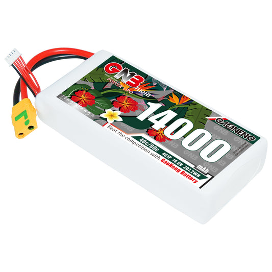 GAONENG GNB 4S 14000mAh LiPo battery 14.8V with XT90S anti-spark plug and balance lead