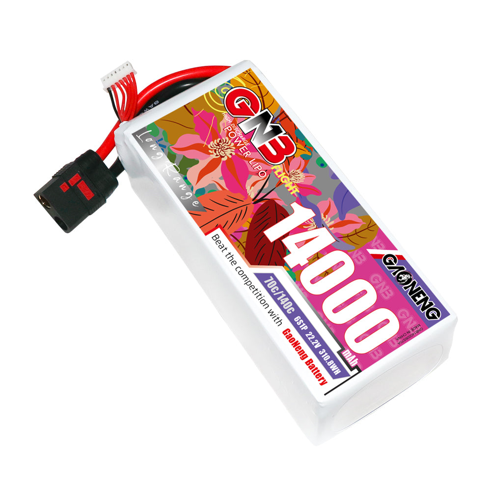 GAONENG GNB 6S 22.2V 14000mAh 70C LiPo battery pack with QS8 plug and balance lead