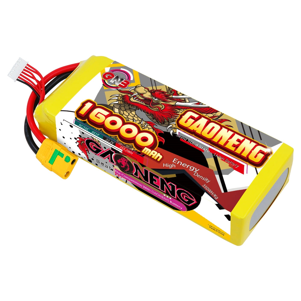GAONENG GNB 16000mAh 6S 22.2V semi solid state Li-ion UAV battery pack with XT90S lead