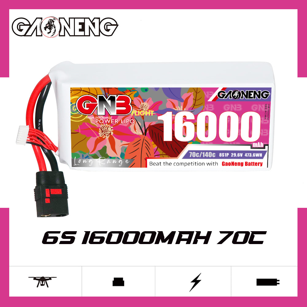 GAONENG GNB 6S1P 22.2V 16000mAh 70C RC LiPo Battery QS8