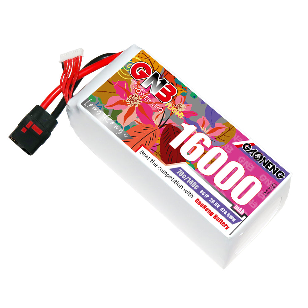 GAONENG GNB 16000mAh 8S 29.6V 70C LiPo battery pack with QS8 connector and balance lead