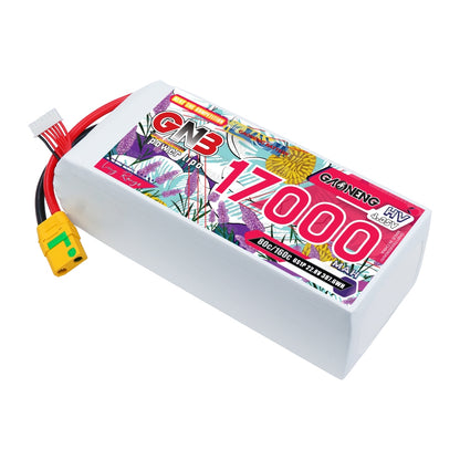 GNB 6S 22.8V HV 17000mAh 80C LiPo battery pack with XT90S anti-spark plug and balance lead