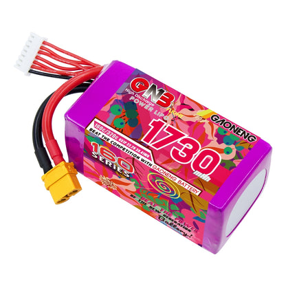 Single GAONENG GNB 1730mAh 6S 160C graphene LiPo battery, purple wrap with XT60 connector