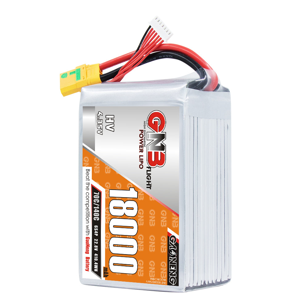 GAONENG GNB 6S 22.8V HV 18000mAh 70C LiPo battery with XT90S lead and balance plug