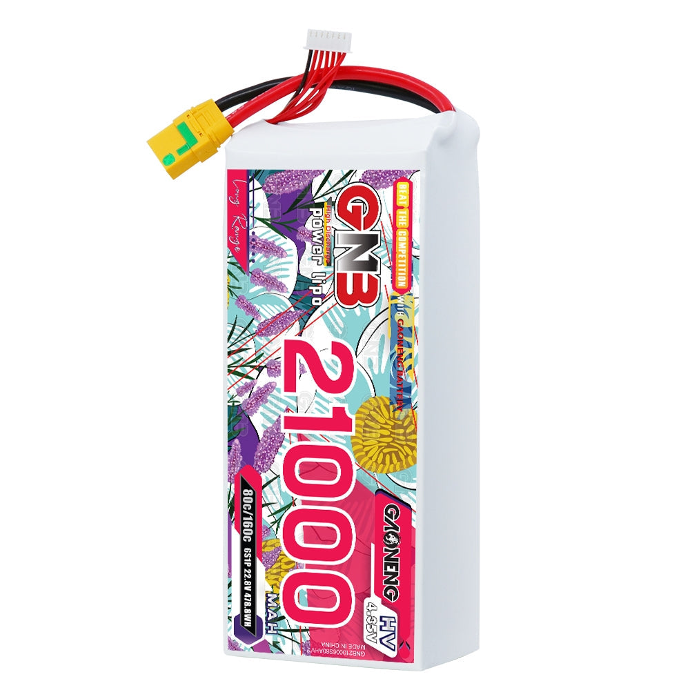 GAONENG GNB 6S 22.8V HV 21000mAh 80C LiPo battery pack with XT90S anti-spark lead