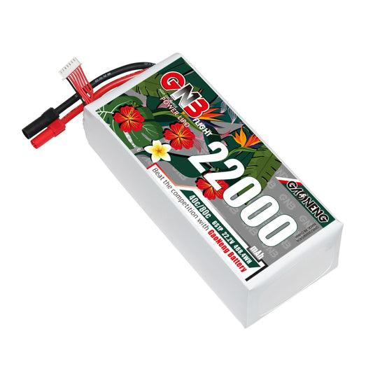 GAONENG GNB 6S 22000mAh 22.2V 40C LiPo battery with XT150 connector, angled view