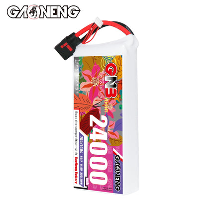 Front view of GNB 24000mAh LiPo battery with QS8 connector and balance plug
