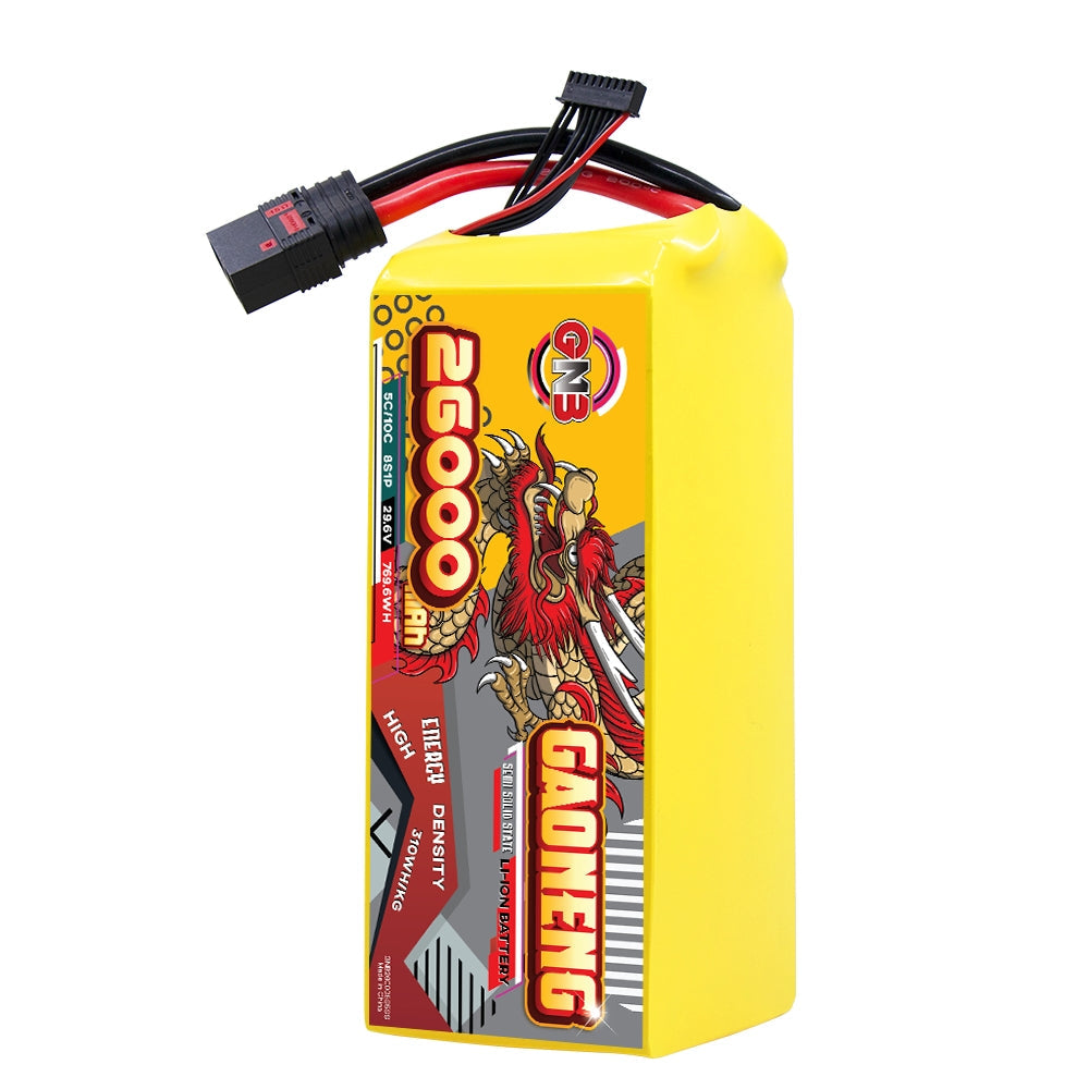 GAONENG GNB 26000mAh 8S 29.6V 5C Li-ion battery pack with QS8 discharge lead and balance plug