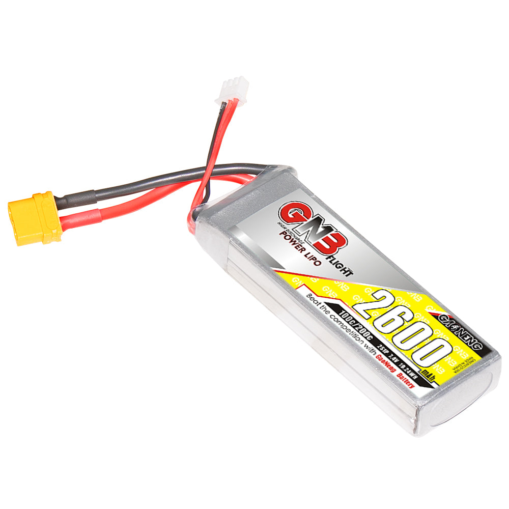 GNB 2S 7.4V 2600mAh 100C LiPo battery with XT60 connector and balance lead