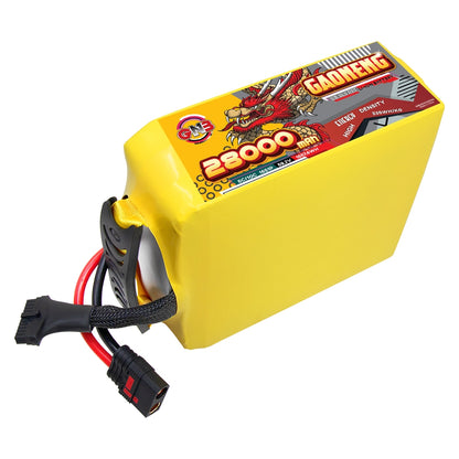 GAONENG GNB 28000mAh 16S 59.2V semi solid state Li-ion battery pack with QS8-S lead, angled view