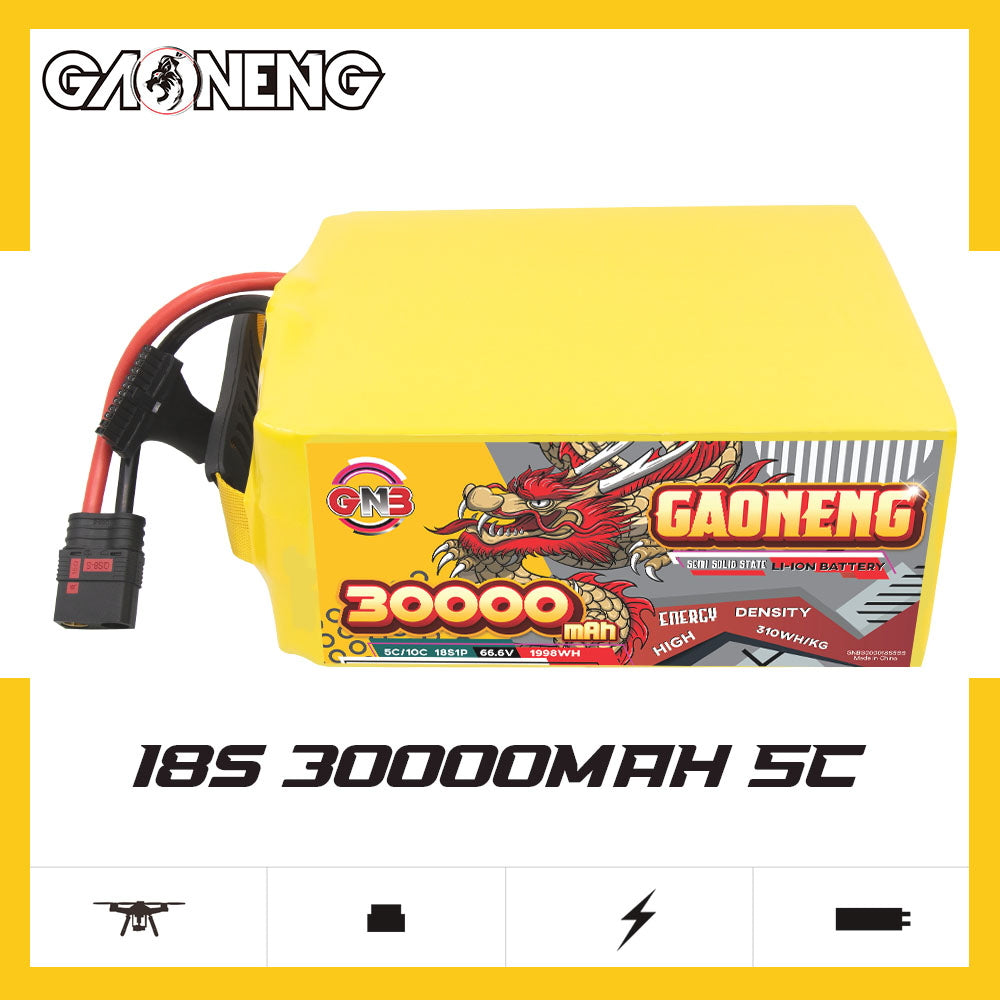 GAONENG GNB 30000mah 18S 66.6V 5C QS8 Semi Solid State Li-ion Battery 310WH/kg