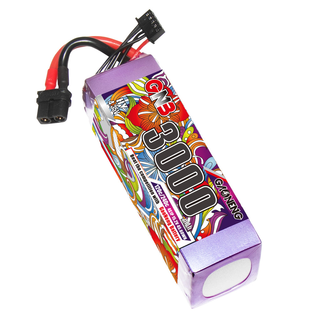 GAONENG GNB LiHV 4S 15.2V 3000mAh 120C LiPo battery with XT60 discharge plug and balance lead