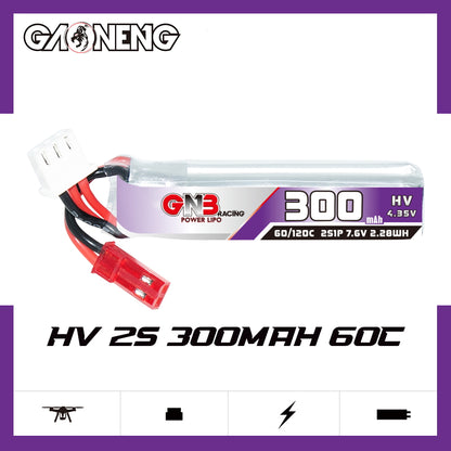 GAONENG GNB3002S60AHV HV 2S 300mAh 60C label graphic with battery shown horizontally
