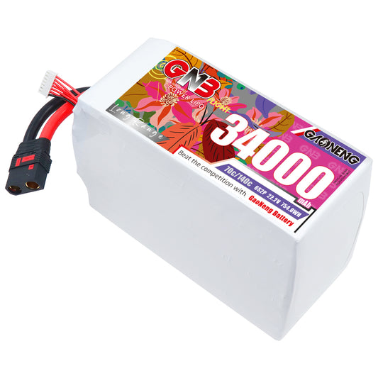 GAONENG GNB 6S2P 22.2V 34000mAh 70C LiPo battery pack with QS8 discharge plug