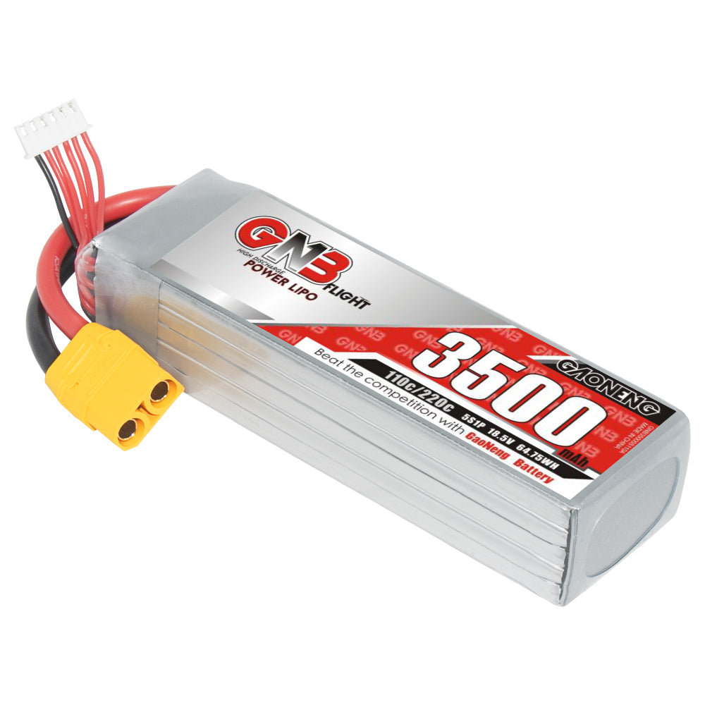GAONENG GNB 5S 18.5V 3500mAh 110C LiPo battery pack with yellow XT90 plug and balance lead
