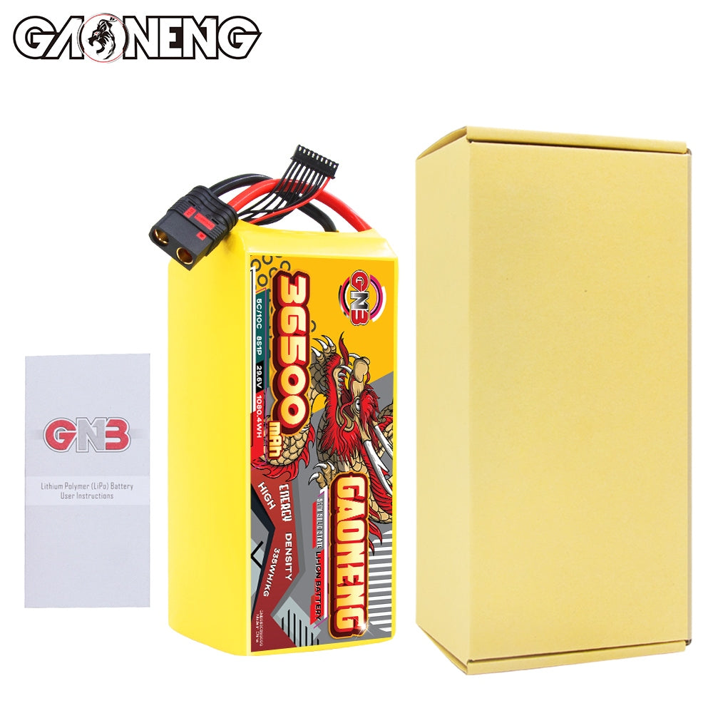 Package contents: GAONENG battery pack with instruction leaflet and plain yellow retail box