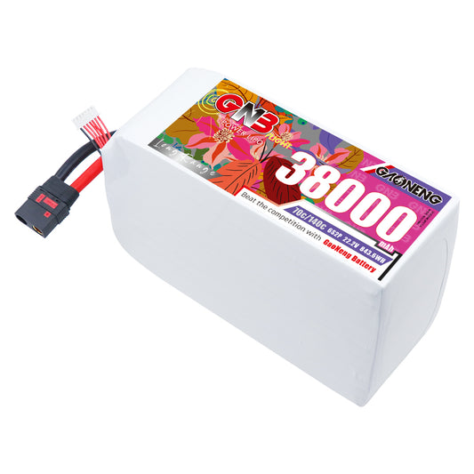 GAONENG GNB 6S2P 22.2V 38000mAh 70C LiPo battery with QS8 discharge lead and balance plug