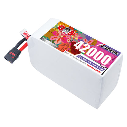 GAONENG GNB 6S 42000mAh 70C LiPo battery pack with QS8 connector, angled view