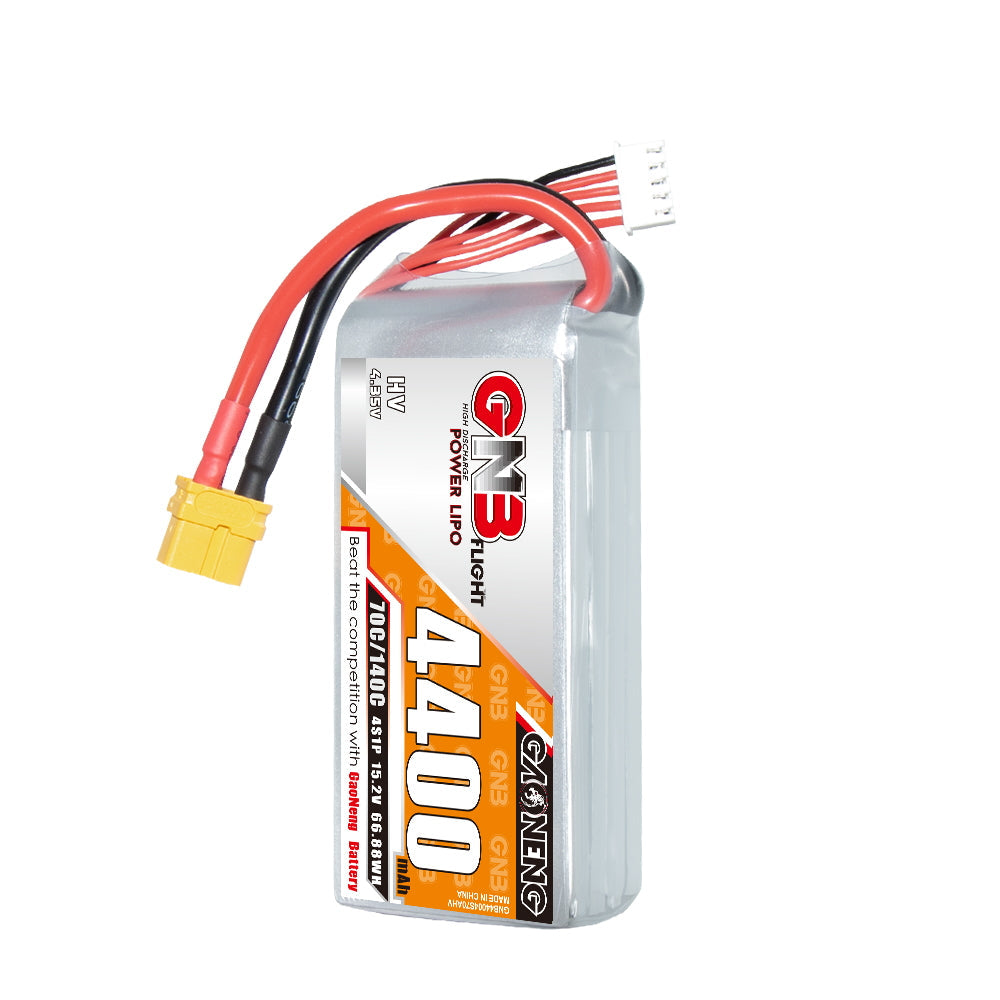 GAONENG GNB 4S LiHV LiPo Battery 4400mAh with XT60 plug and balance lead, label view