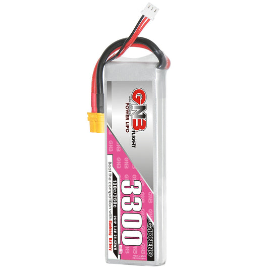GAONENG GNB 2S 7.4V 3300mAh 130C LiPo Battery with XT60U-F lead and balance plug