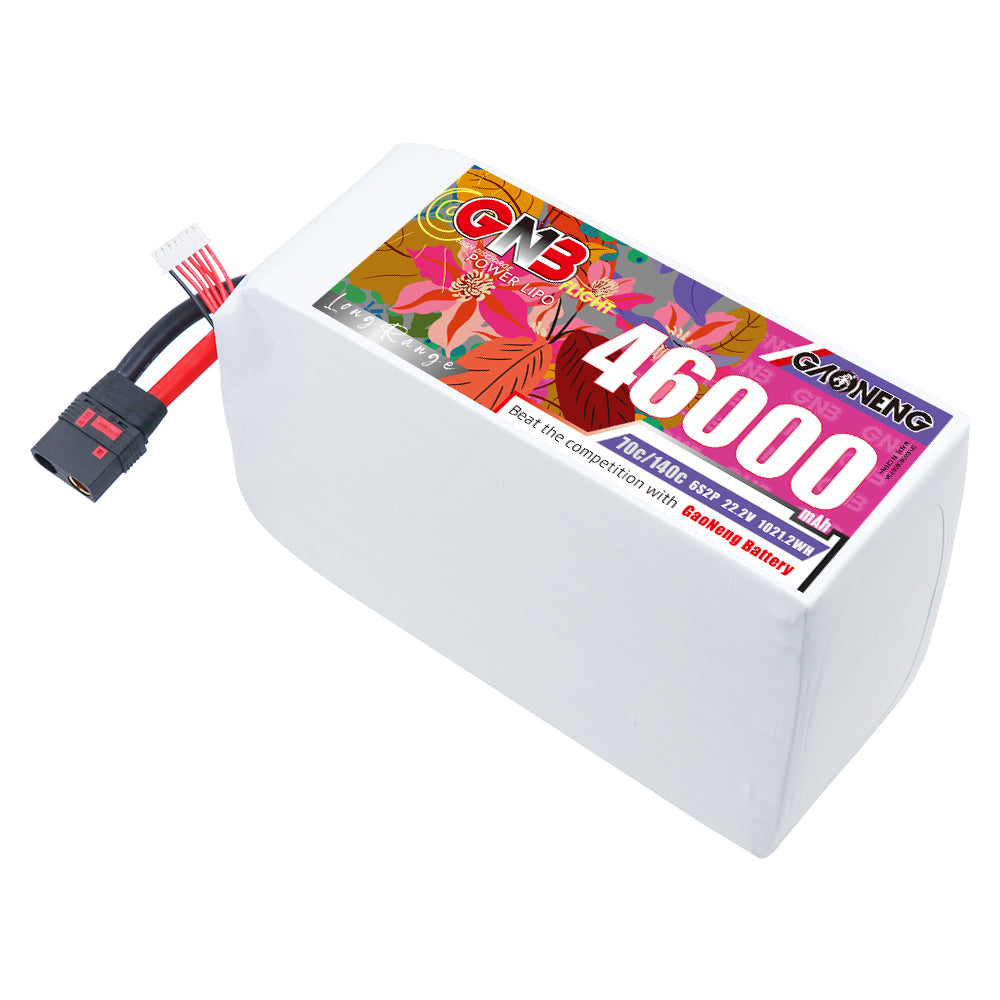 GAONENG GNB 6S 46000mAh 70C LiPo battery pack with QS8 connector and balance lead