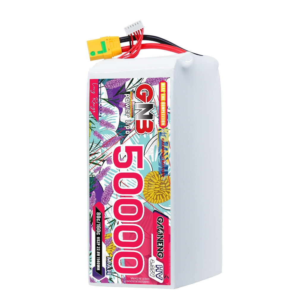 GAONENG GNB 6S 22.8V HV 50000mAh LiPo battery with XT90S anti-spark plug and balance lead
