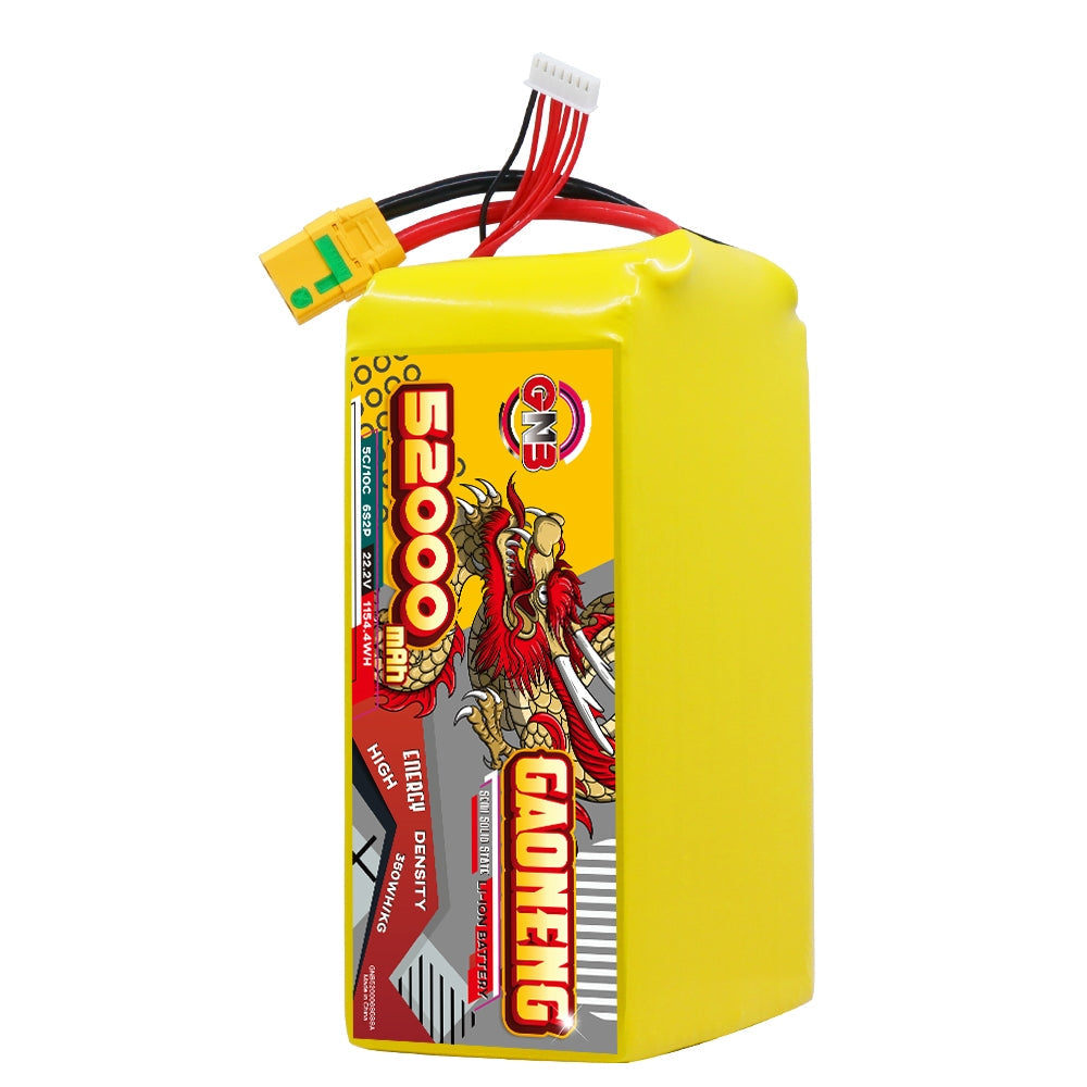 GAONENG GNB 52000mAh 6S 22.2V semi solid-state Li-ion UAV battery, front label with XT90S plug